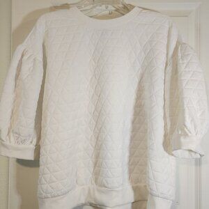 'A new day' New white quilted puff sleeve shirt